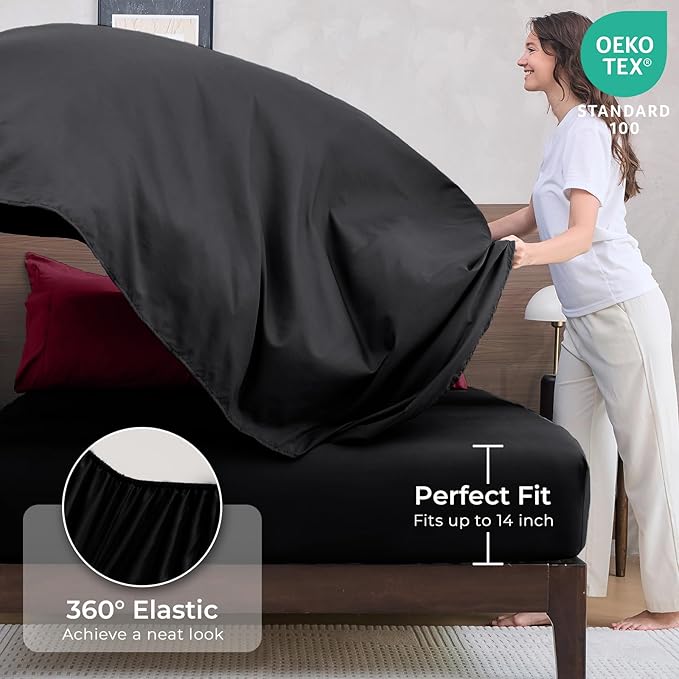 HEVUMYI Red &amp Black Full Comforter Set - 7-Piece All Season Bed in a Bag Full Ultra Soft Burgundy Bedding Set with Comforter Flat Sheet Fitted Sheet Pillowcases Pillow Shams Burgundy Red &am