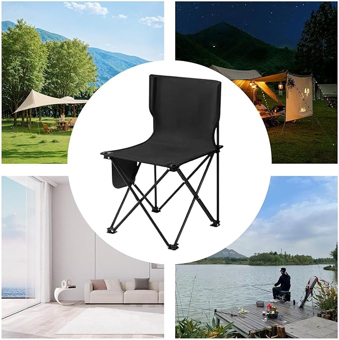 Compact Folding Chair for Hiking - Support 286 Lbs Heavy Duty Camping Seat | Chair for Travel Foldable Camp Chair with Cup Holder Packable Folding Camp Seat for Beach Festival Hiking