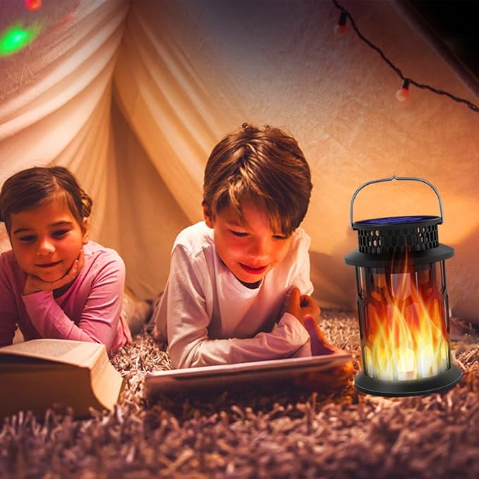Sola Lanterns Outdoor Waterproof Flickering Flame Hanging Solar Lanterns Solar Powered Wireless Lantern Decorative Lighting for Halloween PartyPatioGardenYardPathway