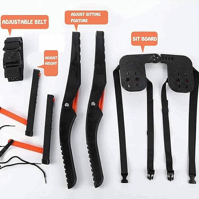 Lightweight Standing Seat Portable 5-Gear Adjustable Heights Chairless Chair Wearable Leg Ergonomics Seat Bear Up to 150kg Invisible Chair for Fishing Concert Subway