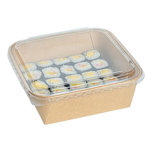 Restaurantware-LIDS ONLY: Matsuri Vision 7.1 x 7.1 x 0.7 Inch Lids For Sushi Containers 100 Airtight Lids - Containers Sold Separately No-Fog Design Clear Plastic Lids For Sushi Boxes
