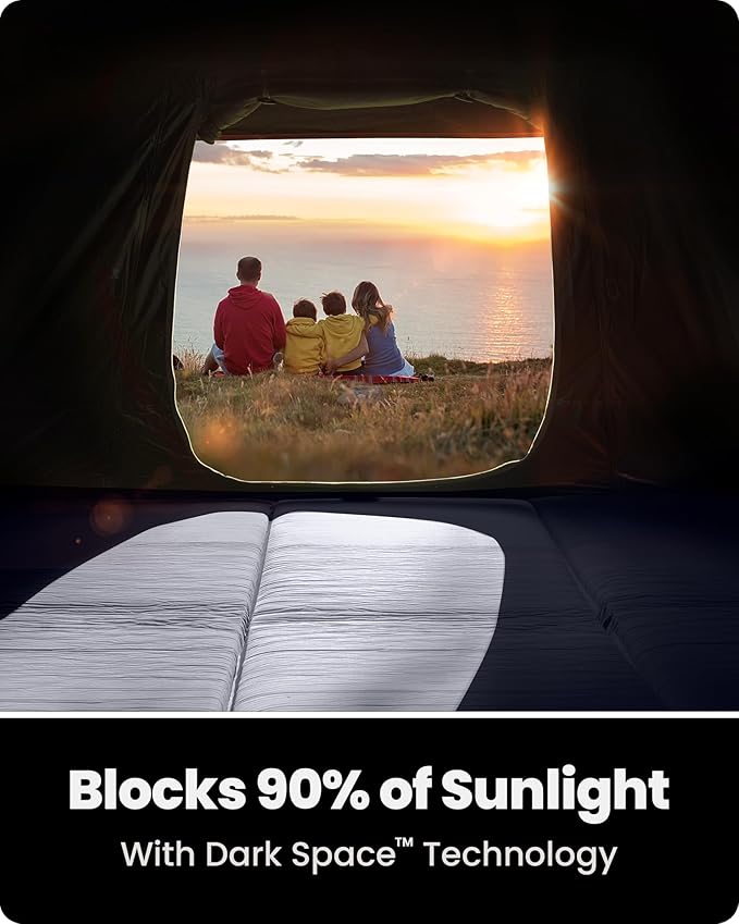 OutdoorMaster Updated Camping Tents 4/6 Person Camping Tent with Blackout Shelter Technology Easy Setup in 60 Seconds Weatherproof Pop Up Tent with Top Rainfly Instant Cabin Tent