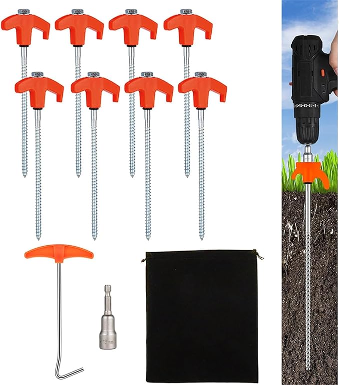Camping Gear 8Pcs Outdoor Tent Peg with Hexagon Socket Long Screw Thread Stakes Screw Canopies Stakes for Canopies Campings Hiking