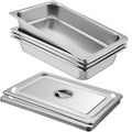 VEVOR 4 Pack Stainless Steel Hotel PansFull Size 4 Inch Deep 0.8mm Thick Anti Jam Commercial Food Pans with lidCatering Food Storage Metal Pan for Steam Tables Restaurants20.8 x 13 x 4 inch.