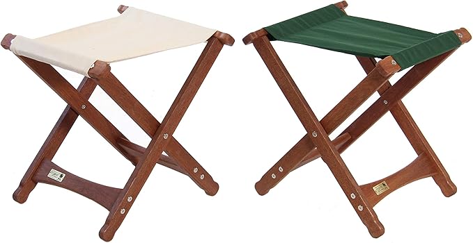 BYER OF MAINE Pangean Folding Stool – Canvas Camp &amp Wood Camp Stool for Portable &amp Outdoor Seating in Forest Green
