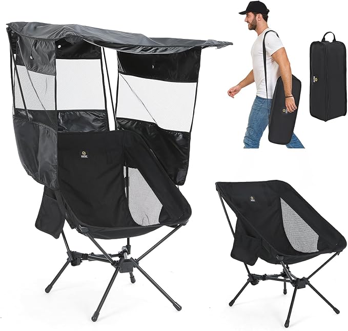 Nice C Camping Chair with Canopy Compact Chair with Shade Ultralight Umbrella Fishing Chairs Portable Backpack Chairs Lightweight Travel Picnic Festival Hiking Sports (1 Pack Black)