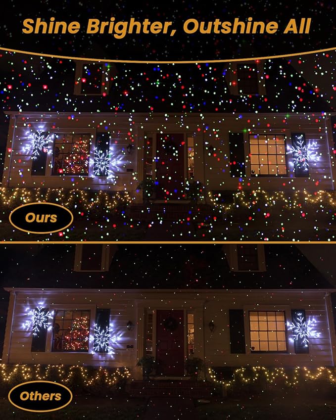 Christmas Laser Lights Outdoor RGB (Red Green Blue) Light Projector with RF Remote and Timer for Parties &amp Wedding Brighter Projection Lights for Christmas Holidays and Garden Decor