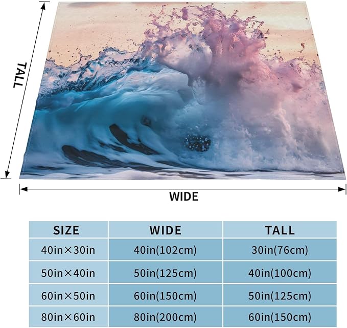 Ink Splash Waves Soft Fleece Blanket 60 * 50 inch Soft Sofa Blanket Suitable for Sofa Camping Travel Night Cover Blanket