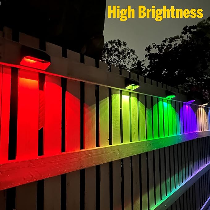 Solar Lights Outdoor RGB 8 Colors Dusk to Dawn Deck Light Solar Deck Lights for Outside IP65 Waterproof Backyard/Railing/Wall/Step/Patio/Fence(8 PackBlack)