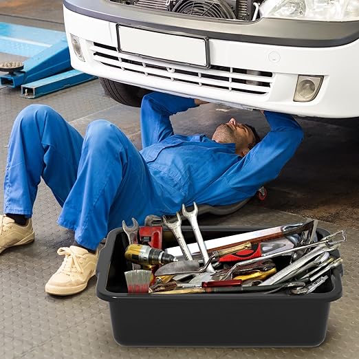 24 L Black Food Service Bus Tub Plastic Commercial Bus Tubs 6 Packs