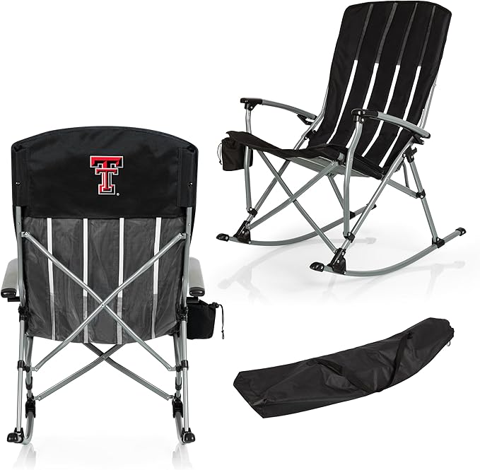 Picnic TIME NCAA Unisex-Adult NCAA Outdoor Rocking Camp Chair XL Heavy Duty Camping Chair for Adults
