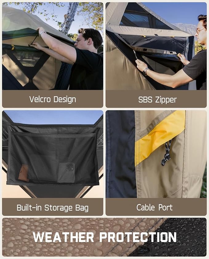 FanttikOutdoor Alpha C6 Ultra Instant Cabin Tent 6 Person Pop Up Camping Tent Setup in 60 Seconds Portable with Rainfly &amp Windproof for Outdoor Camping &amp Overlanding Khaki
