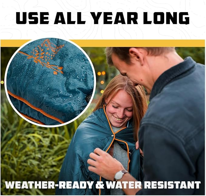 Wise Owl Outfitters Outdoor Camping Blanket – Lightweight Packable Puffy Quilt for Backpacking Hiking &amp Travel – Warm Water Resistant Blanket for Cold Weather Camping