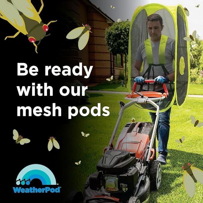 WeatherPod Short Bug-Screen Walking Pod – Pop-Up Wearable Mosquito &amp Bug Screen with Mesh – Fine Gauge Fully Enclosed Personal Bubble – Dark Gray