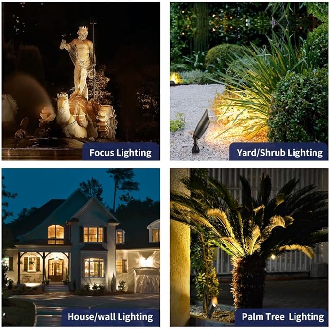 Gardenreet Brass Spot Light Low Voltage - Outdoor Landscape Spotlights LED 12V Landscaping Uplights Small Hard-Wired All Weather Bronze for Backyard Lawn with Warm White Changeable Bulbs (8 Pack)