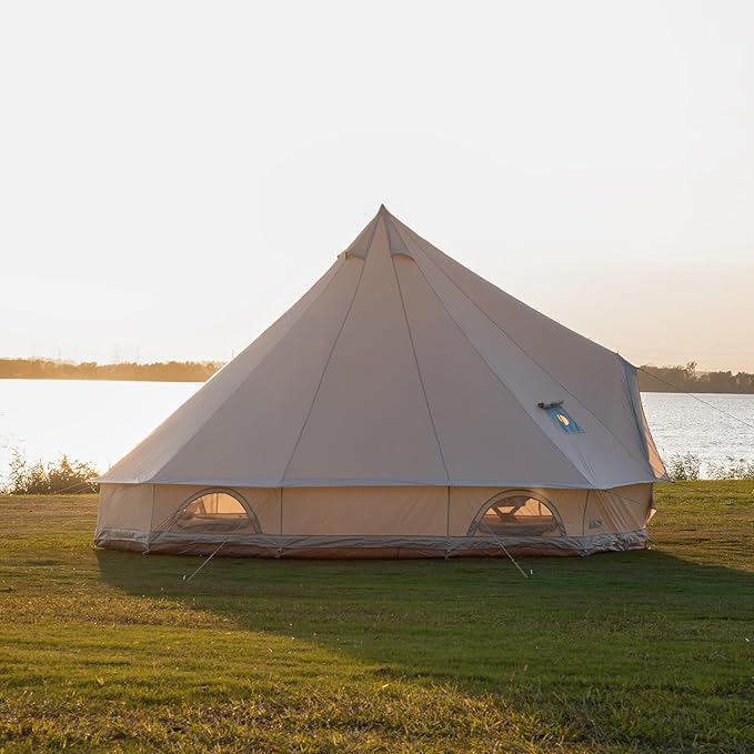 Oxford Bell Tent for Family Camping - Spacious 13.1ft /16.4ft Yurt with Stove Jack Large Glamping Tents for 4-8 People 4 Season Oxford Hot Tent Shelter