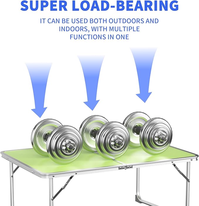 60 x 40 x 26cm - Folding Camping Table Wedding Table Portable Foldable Picnic Tables for Outdoor Indoor Catering Garden Party Buffet Coffee Card Barbecue with Carrying Handle Easy to Clean Green