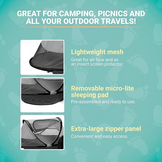 KidCo - Peapod Portable Foldable Mesh Toddler Travel Tent &amp Storage Bag Play Tent Ages 6 Months - 3 Years (Midnight)