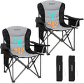 KingCamp Oversized Camping Folding Chair Heavy Duty 450 LBS with Lumbar Support Padded seat with Cup Holder&ampCooler Bag Ideal for Camp Fishing Sports Event Backyard Patio Lawn