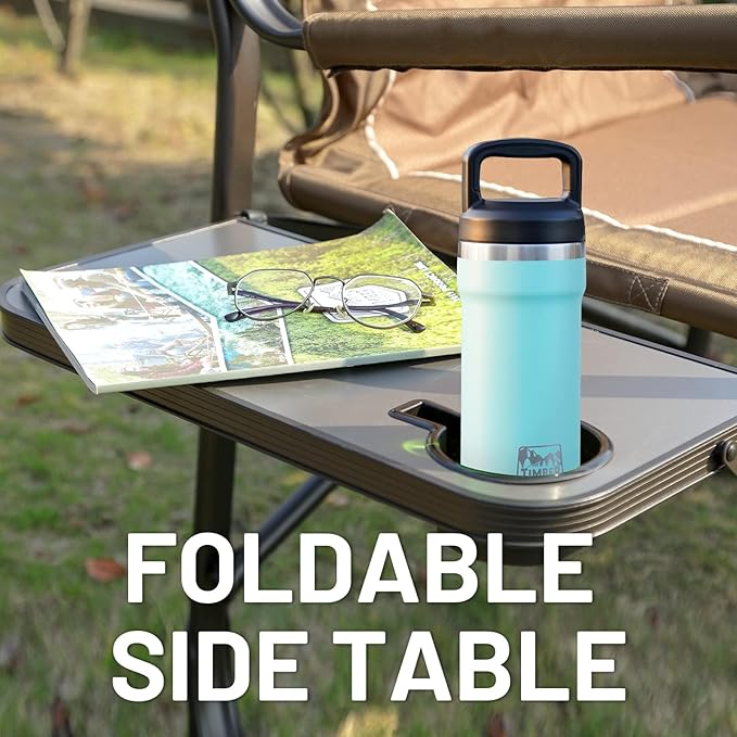 TIMBER RIDGE XXL Upgraded Oversized Directors Chairs with Foldable Side Table Detachable Side Pocket Heavy Duty Folding Camping Chair up to 600 Lbs Weight Capacity (Brown) Ideal Gift 2 Pack