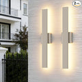 Aipsun 2 Packs Nickel Outdoor Wall Light 23.6inch Modern LED Exterior Wall Sconce Long LED Linear Exterior Lights 3000K 4000K 6000K for House Living Room Corridor(3CCT)