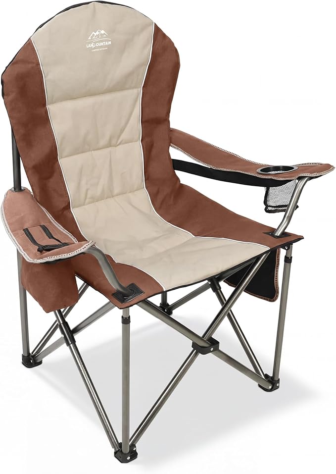 Camping Chairs for AdultsHigh Back Folding Camp Chair with Cup Holder and Cooler BagHeavy Duty Outdoor Lawn ChairsPerfect for CampingHikingPicnicsand Beach TripsMoca