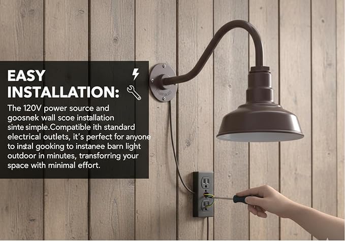 AGB101-10-AS8 Bronze - Standard Barn Light with Gooseneck Arm | Outdoor LED Lights Classic Floodlight Design for Barn Lights Outdoor Durable Metal Construction Energy-Efficient