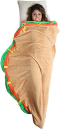 Gilbins Plush Ultra-Soft Fleece Snuggle-in Sleeping Bag Blanket for Lounging Sleepovers Gifts Camping &amp Car Trips (Taco Blanket)