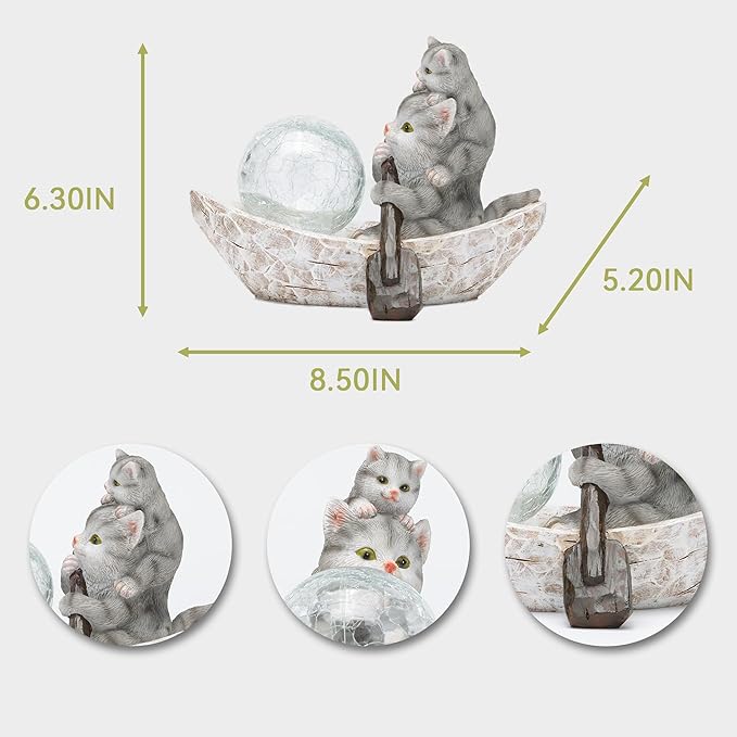 Garden Statue of CatGarden Decor Cat FigurineCats Outdoor StatueSolar Decor for PatioBalconyYardLawn Ornament