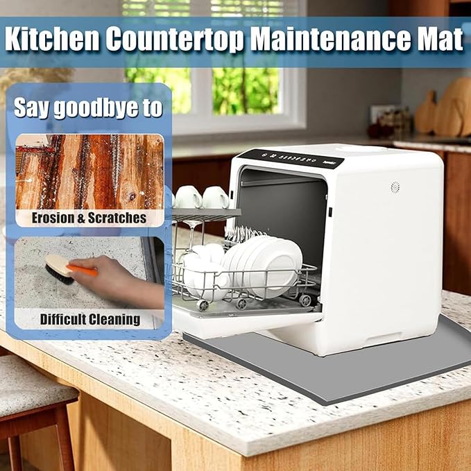 Dishwasher Drain Pan Mat Washing Machine Tray with Raised Edged Portable Nonslip Silicone Under Dishwasher Drip Flexible Dishwasher Drying Mat