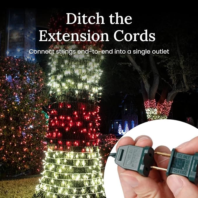 Pro Christmas T5 LED Christmas Lights - 70 Count Classic 5mm String Light Set - Professional Grade Indoor/Outdoor Commercial Holiday Lights for Trees Bushes &amp Décor - Pure White &amp Red