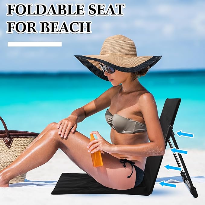 Karenhi 4 Pcs Foldable Poolside Chairs Portable Beach Chair Folding Seat for Edge of Pool Provide Back Support with Carry Bag for Adults Traveling Camping Picnic Lawn(Black26.8 InchClassic Style)