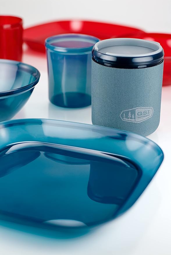 GSI Outdoors - Infinity 4 Person Deluxe Nesting Table Set Multicolor Durable Break Resistant Plates Bowls Mugs and Cups