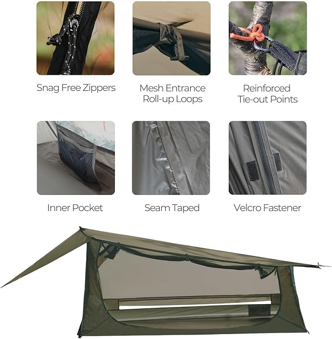 onewind Ultralight One Person Bivy Tent Backpacking Tent for Single Person Waterproof Silnylon Lightweight for Camping Backpacking Hiking NO Trekking Pole
