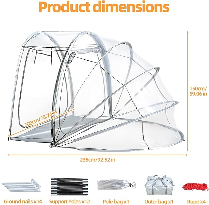 Pop Up Bubble Tent 4 Person Portable Clear Dome Weather Proof Garden Tent Waterproof Outdoor Camping Shelter with Vent Window Screen House for PartyBackyardsCampingSports
