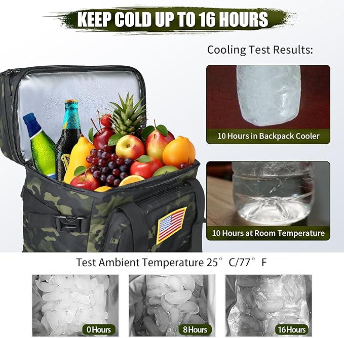 Tactical Backpack Cooler + 1P Tent Leakproof 40 Cans Soft Cooler Backpack Single 1 Person Tent for Backpacking Hiking