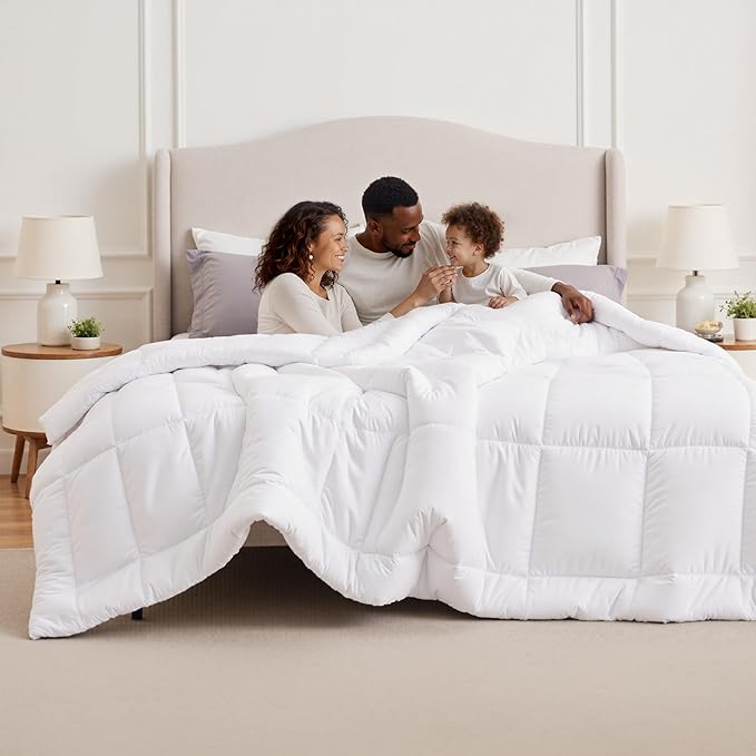 Bedsure Comforter Duvet Insert - Quilted Comforters Oversized King Size All Season Duvet GentleSoft Down Alternative Bedding with 8 Tabs Gifts for Women/Men White Oversized King 116 x 98 Inches