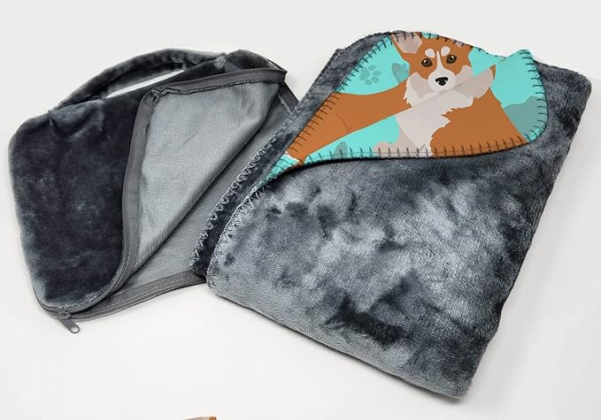 Caroline's Treasures MLM1015TBLT Red and White Pembroke Corgi Soft Travel Blanket with Bag Airplane Blanket Indoor Outdoor Camping Blanket for Traveling Picnics Beach Trips Concerts