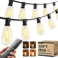 addlon 50FT LED Outdoor String Lights with Remote Waterproof Patio Lights with 16 Shatterproof ST38 Replaceable Bulbs(1 Spare) Dimmable Outside Hanging Light Connectable for Porch Backyard