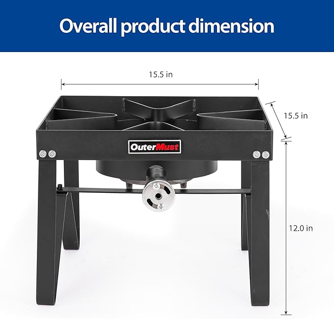 Outdoor Propane Burner Heavy Duty Propane Gas Stoves for Cooking with 10 PSI Regulator and Cast Iron Braided Holes Perfect for Home Brewing Crawfish Boiler Turkey Fryer and Seafood Boiler