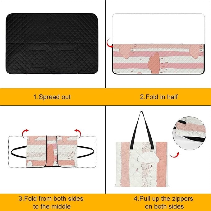 Zipper Cloud and Rain Pattern Style Picnic Mat Suitable for Travel Camping Park Or Home Use