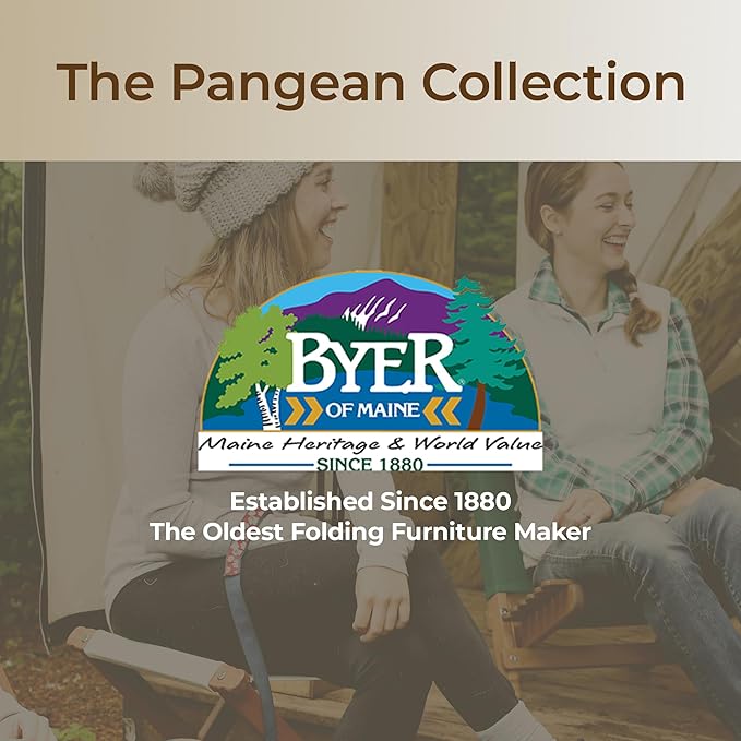 BYER OF MAINE Pangean Folding Stool – Canvas Camp &amp Wood Camp Stool for Portable &amp Outdoor Seating in Granite