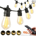 addlon 100FT LED Outdoor String Lights Remote Dimmable Patio Lights with Timer &amp 3 Lighting Modes 32 Shatterproof Edison Bulbs Waterproof Connectable String Lights for Outside Backyard Porch Pa