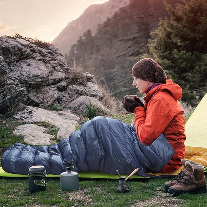 Down Sleeping Bag Ultralight for Adults 90% Duck Down 800+ Fill Power 5-10°C with Compression Storage Bag - Water-Resistant Shell for Kids and Backpacking Gear