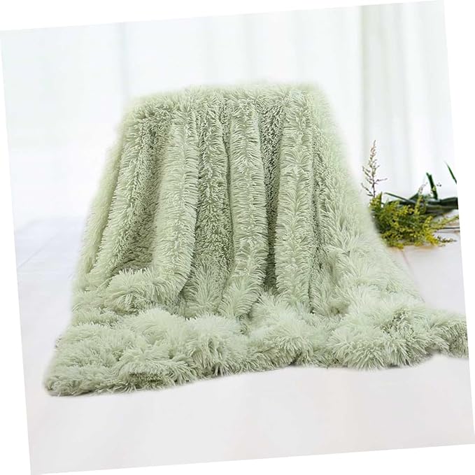 Mobestech Plush Throw Blanket Soft Solid Color Fleece Blanket Mint Green for Cozy Home Use Lightweight and Warm for Winter Camping and