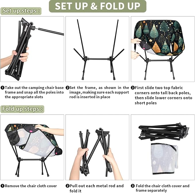 Honeybaby Folding Camping Chair Lovely Trees Camping Chairs Lightweight Portable Chair Outdoor Foldable Chairs for Camping Travel Picnic Beach Hiking