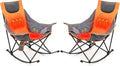 SUNNYFEEL Oversized Heated Rocking Camping Chair 2 Pack Fully Padded Patio Chair with Side Pocket High Back Portable Lawn Recliner with Carry Bag Outdoor Rocker Chair for Adults Heavy Duty 500 LBS