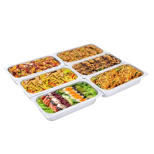 LOYALHEARTDY Steam Table Pan 6 Pack Pans 1/3 Size 2.5 Deep Commercial Hotel Pan 201 Stainless Steel Catering Food Pan Restaurant Supplies for Party Buffet and Event Catering