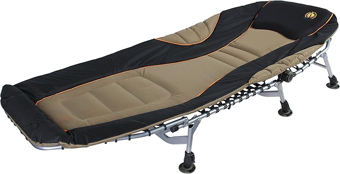 Bushtec Camping Cot &amp Lounger – Adjustable Outdoor Bed with Spacious Padded Comfort Easy to Fold UV/Fire Resistant 83in x 31in