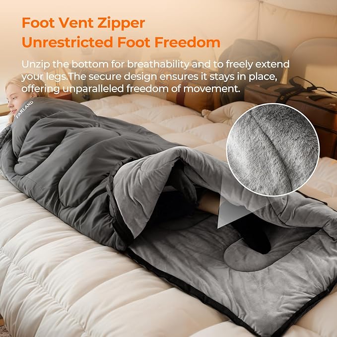FARLAND Sleeping Bag for Adults Cold Weather &amp Warm Plush Fleece-Lined Interior - Portable Waterproof Windproof with Compression Sack for Camping Hiking Traveling Indoor &amp Outdoor
